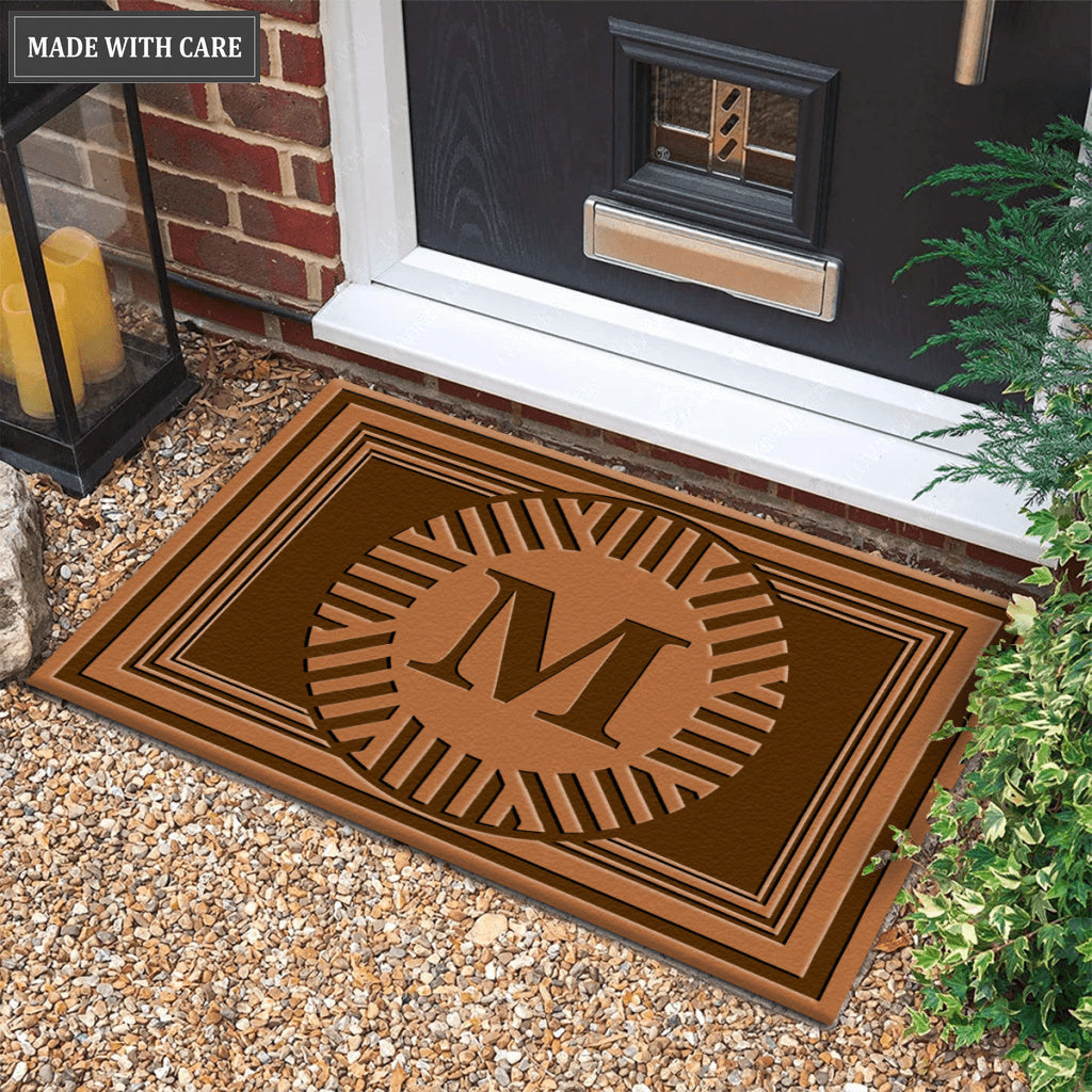 Printfamily M03 Vintage Monogram The First Letter of Family Name Personalized Doormat