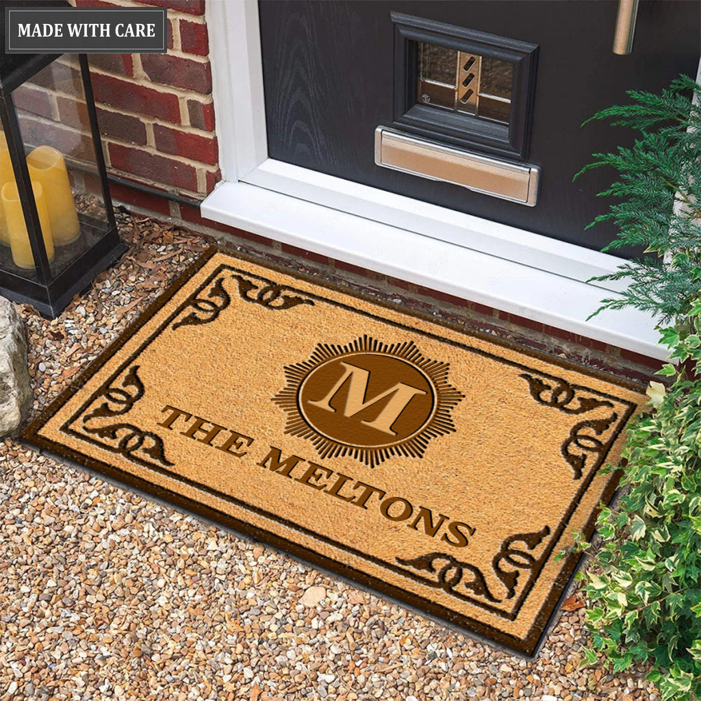 Printfamily M05 Vintage Monogram Collection Family Name Personalized Doormat