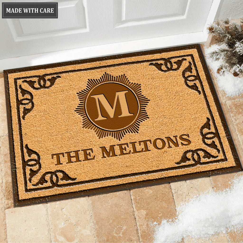Printfamily M05 Vintage Monogram Collection Family Name Personalized Doormat