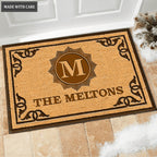 Printfamily M05 Vintage Monogram Collection Family Name Personalized Doormat