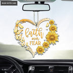 Butterfly Heart Sunflower Faith Over Fear Ornament