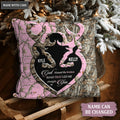 Buck And Doe Heart God Blessed Personalized Pillow