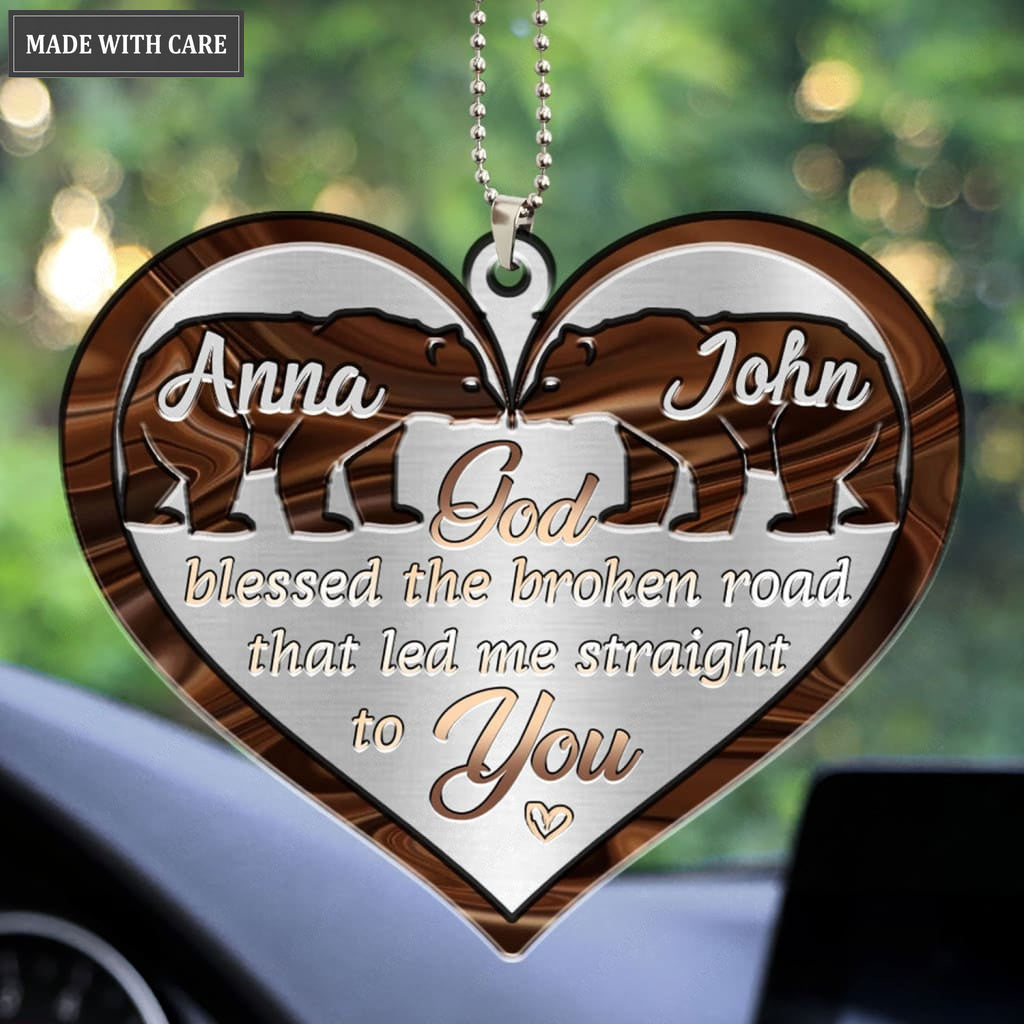 Printfamily M05 Bear Couple God Blessed Personalized Ornament
