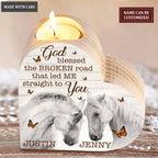 Horse Couple Butterfly God Blessed Personalized Candle Holder