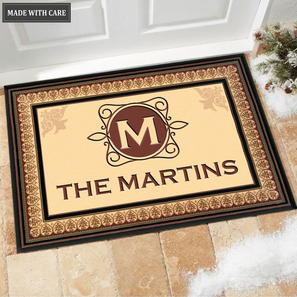 Printfamily M11 Vintage Monogram Collection Family Name Personalized Doormat