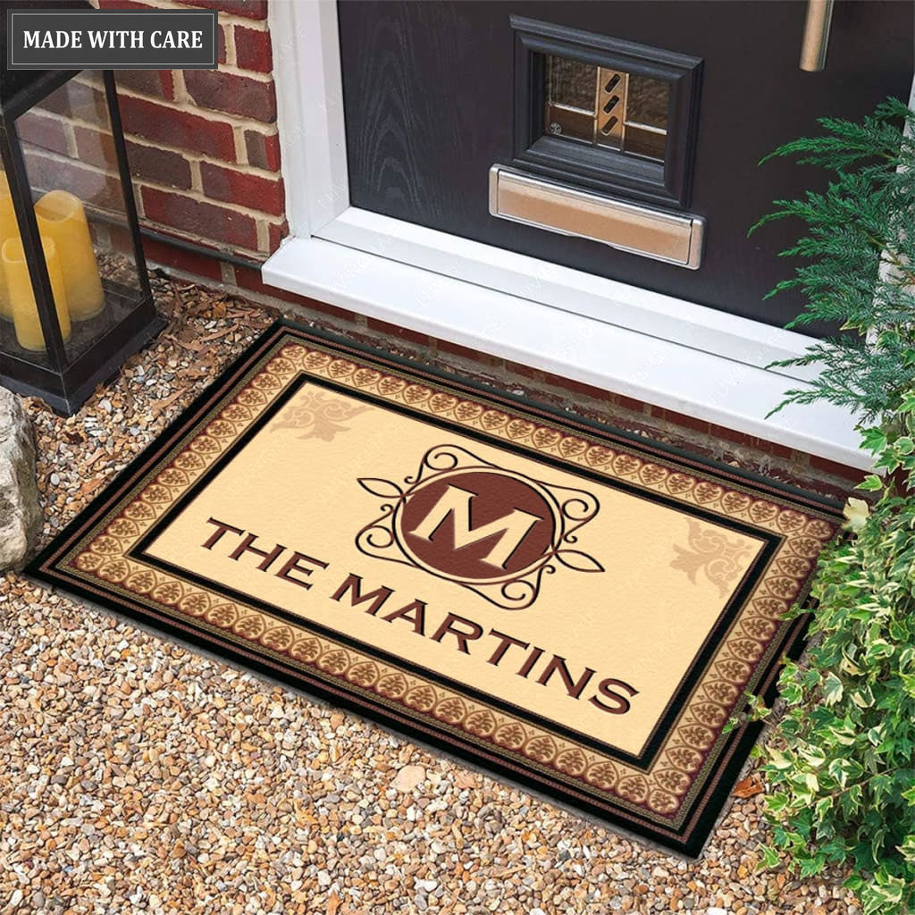 Printfamily M11 Vintage Monogram Collection Family Name Personalized Doormat