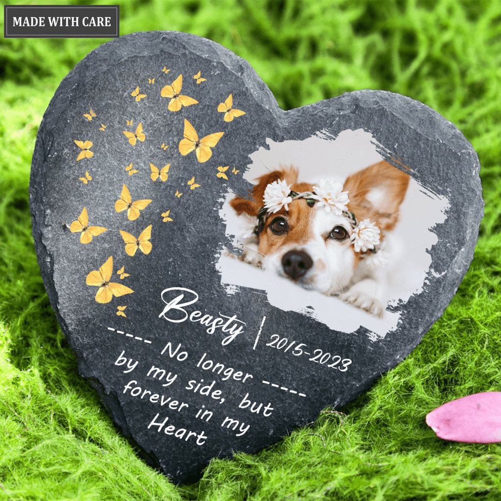 Dog Photo Butterfly Custom Dog Memorial Stone, Pet Memorial Gifts - Personalized Custom Memorial Tomstone