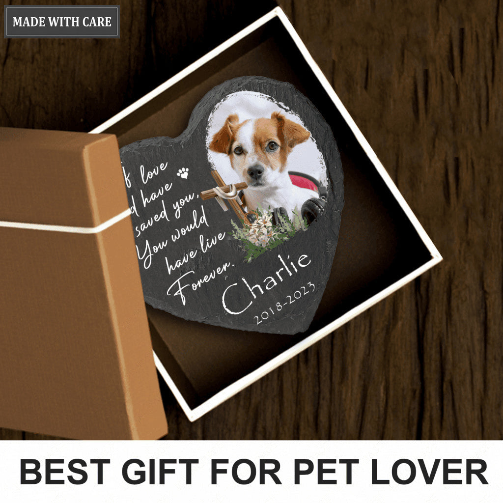 Dog Photo Christ Corss Flower Custom Dog Memorial Stone, Pet Memorial Gifts - Personalized Custom Memorial Tomstone