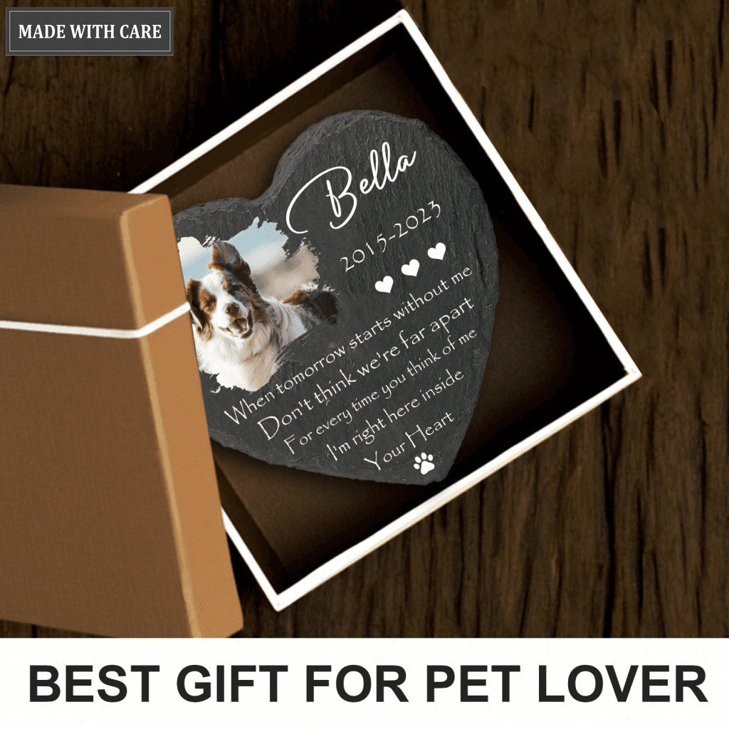 Dog Photo When Tomorrow Starts Without Me Custom Dog Memorial Stone, Pet Memorial Gifts - Personalized Pet Memorial Tombstone