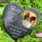 Holding Hand Dog Photo You Left Paw Prints On My Heart Custom Dog Memorial Stone, Pet Memorial Gifts - Personalized Custom Memorial Tomstone