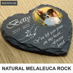 Holding Hand Dog Photo You Left Paw Prints On My Heart Custom Dog Memorial Stone, Pet Memorial Gifts - Personalized Custom Memorial Tomstone