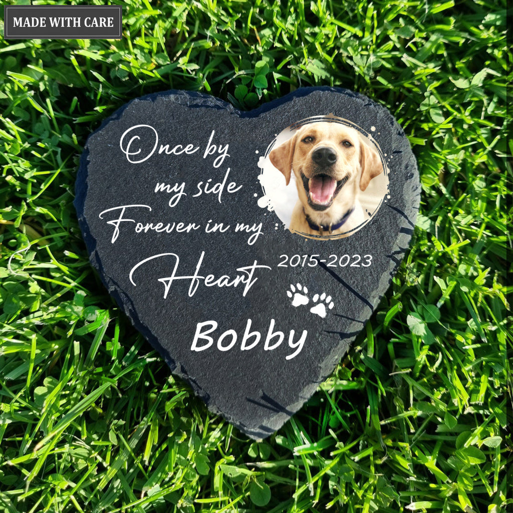 Once By My Side Dog Memorial Gifts Custom for Loss of Dog, Dog Memorial Stone, Pet Memorial Gifts - Personalized Custom Memorial Tomstone
