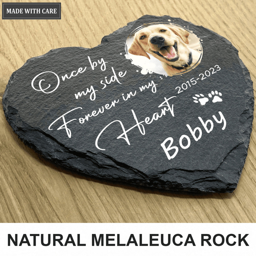 Once By My Side Dog Memorial Gifts Custom for Loss of Dog, Dog Memorial Stone, Pet Memorial Gifts - Personalized Custom Memorial Tomstone