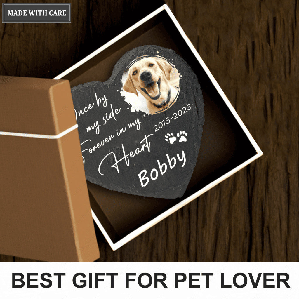 Once By My Side Dog Memorial Gifts Custom for Loss of Dog, Dog Memorial Stone, Pet Memorial Gifts - Personalized Custom Memorial Tomstone