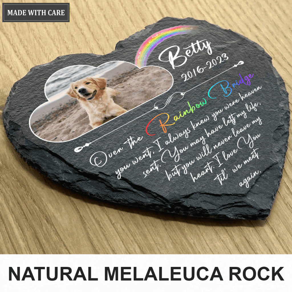 Rainbow Dog Photo Until We Meet Again Custom Dog Memorial Stone, Pet Memorial Gifts - Personalized Custom Memorial Tomstone