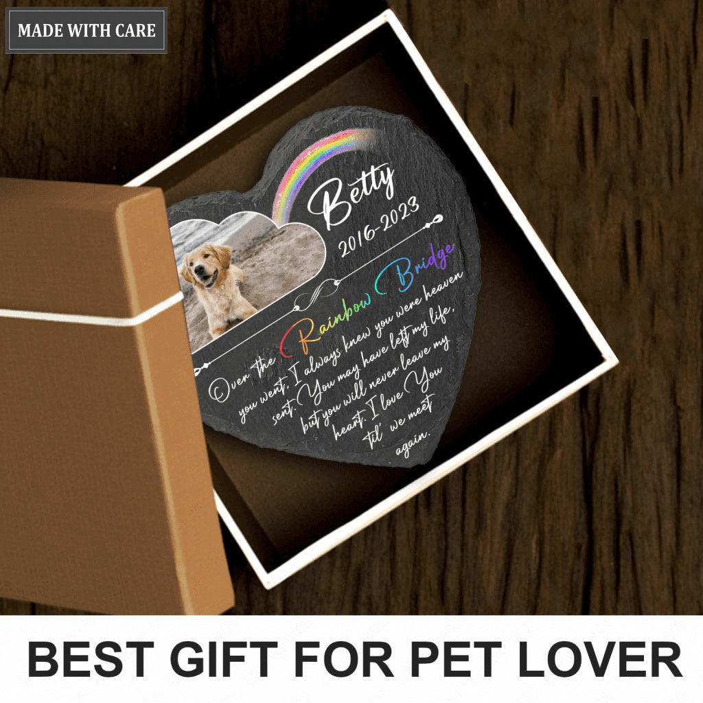 Rainbow Dog Photo Until We Meet Again Custom Dog Memorial Stone, Pet Memorial Gifts - Personalized Custom Memorial Tomstone