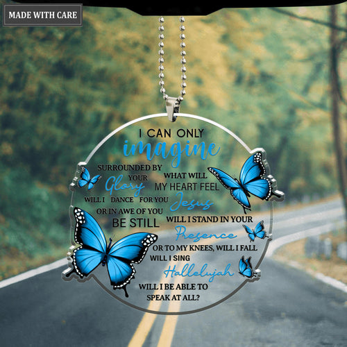 Blue Butterflies Surrounded By Glory Round Ornament