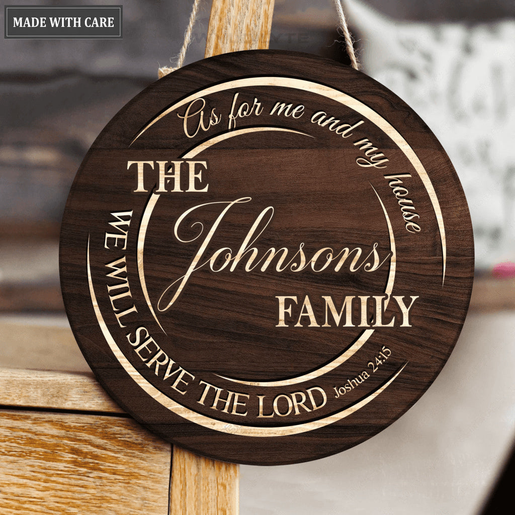 New Personalized Family Serve The Lord Circle Sign