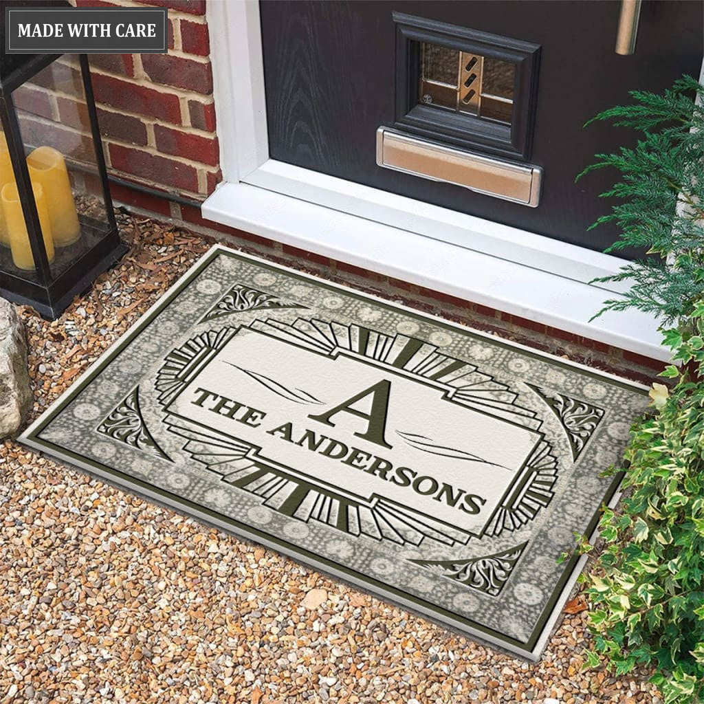 Printfamily M17 Vintage Monogram Collection Family Name Personalized Doormat