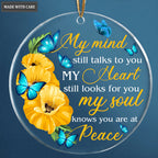 Flower And Butterlfy My Soul Knows You Are At Peace Transparent Ornament