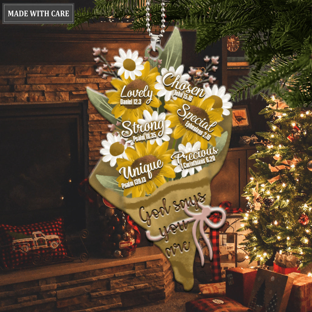Printfamily M128 Flowers Bouquet God Says You Are Ornament