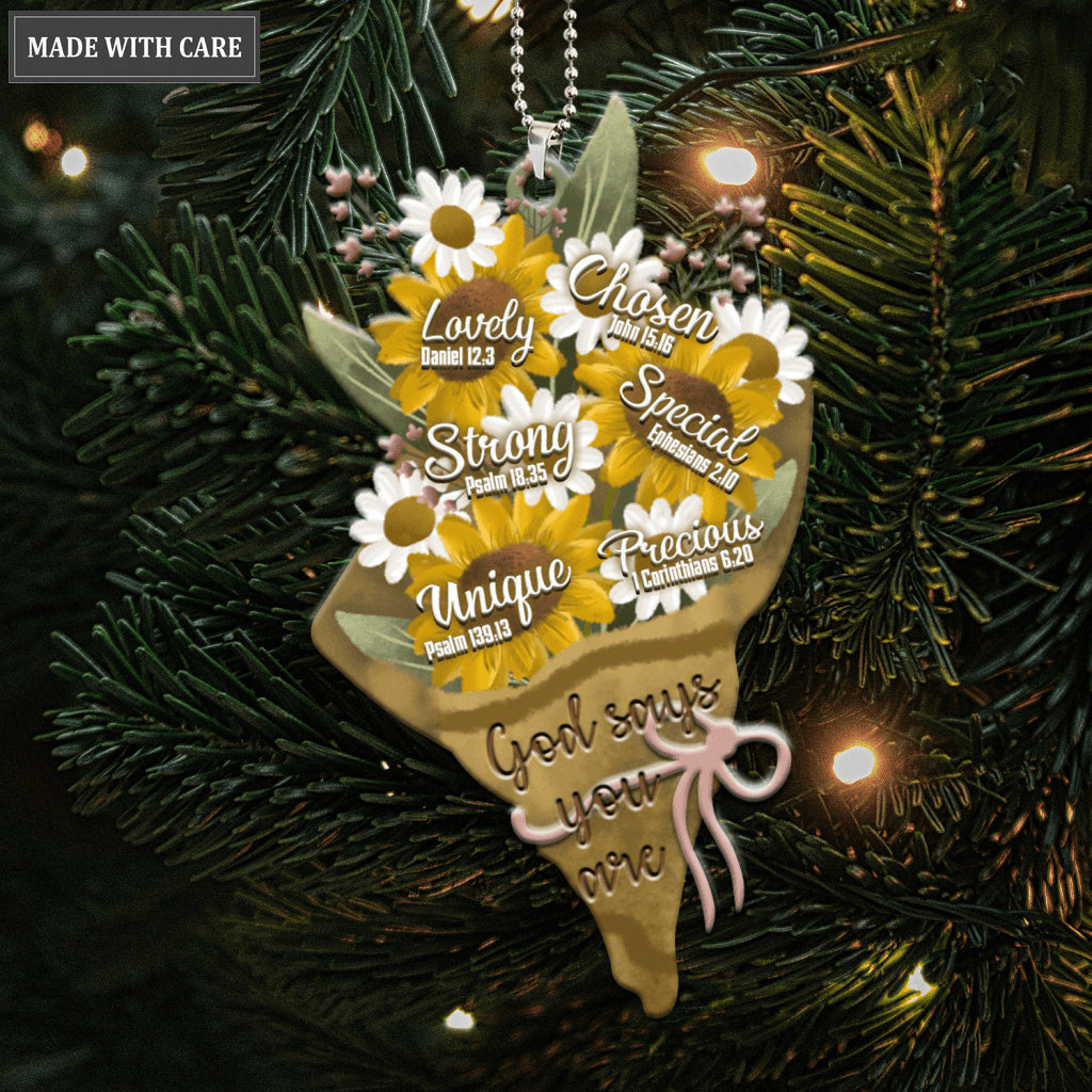 Printfamily M128 Flowers Bouquet God Says You Are Ornament