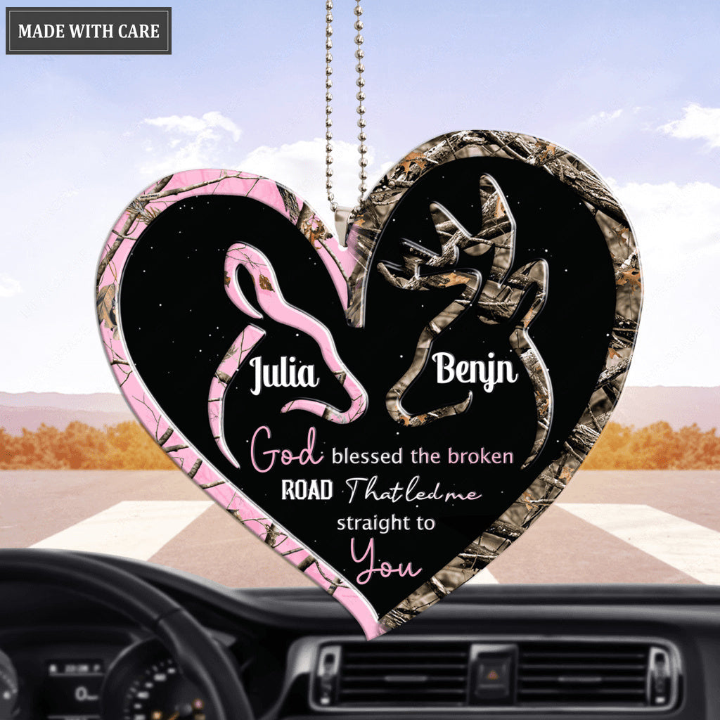 Personalized Deer Heart Doe Buck God Blessed Ornament