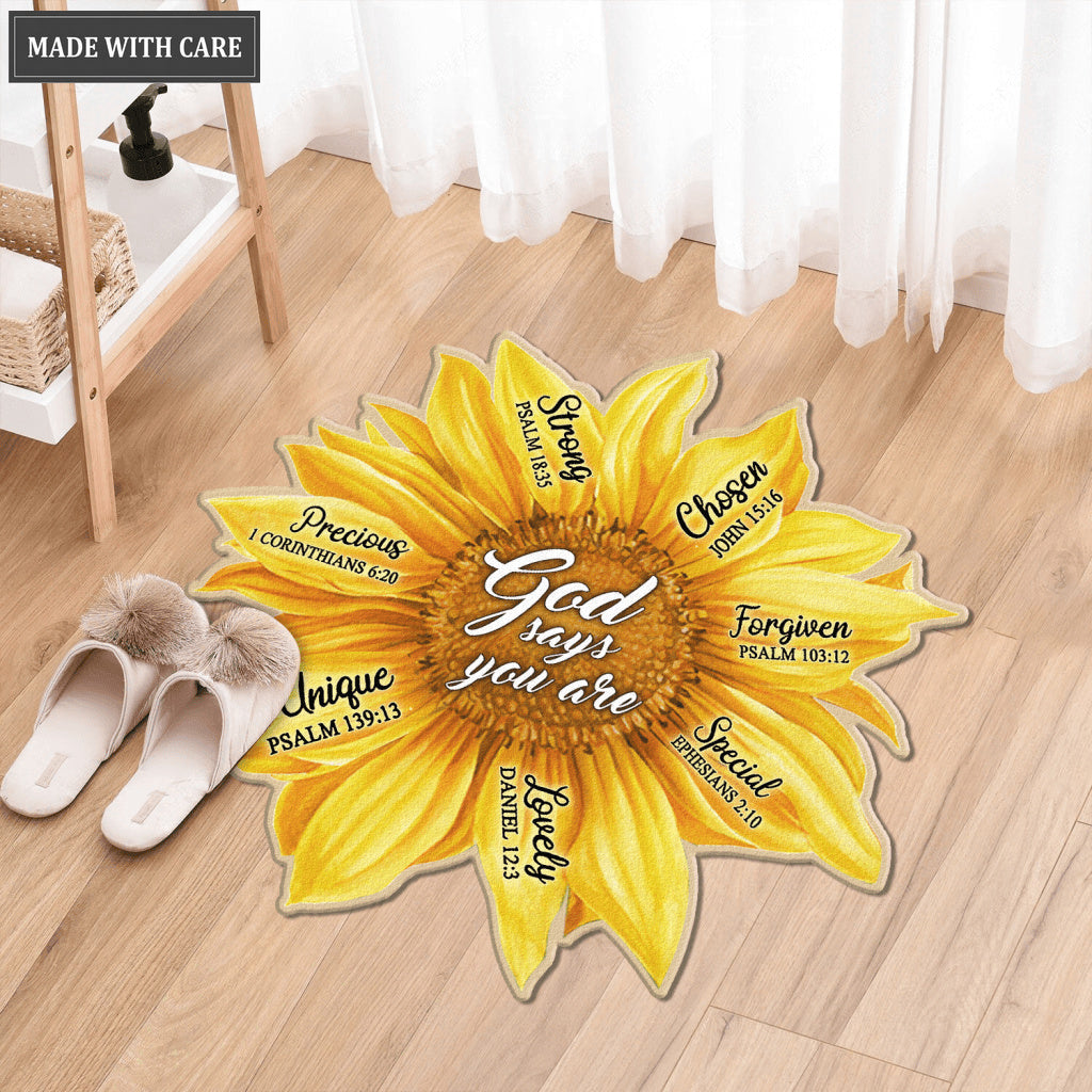 Sunflower God Says You Are Shaped Doormat
