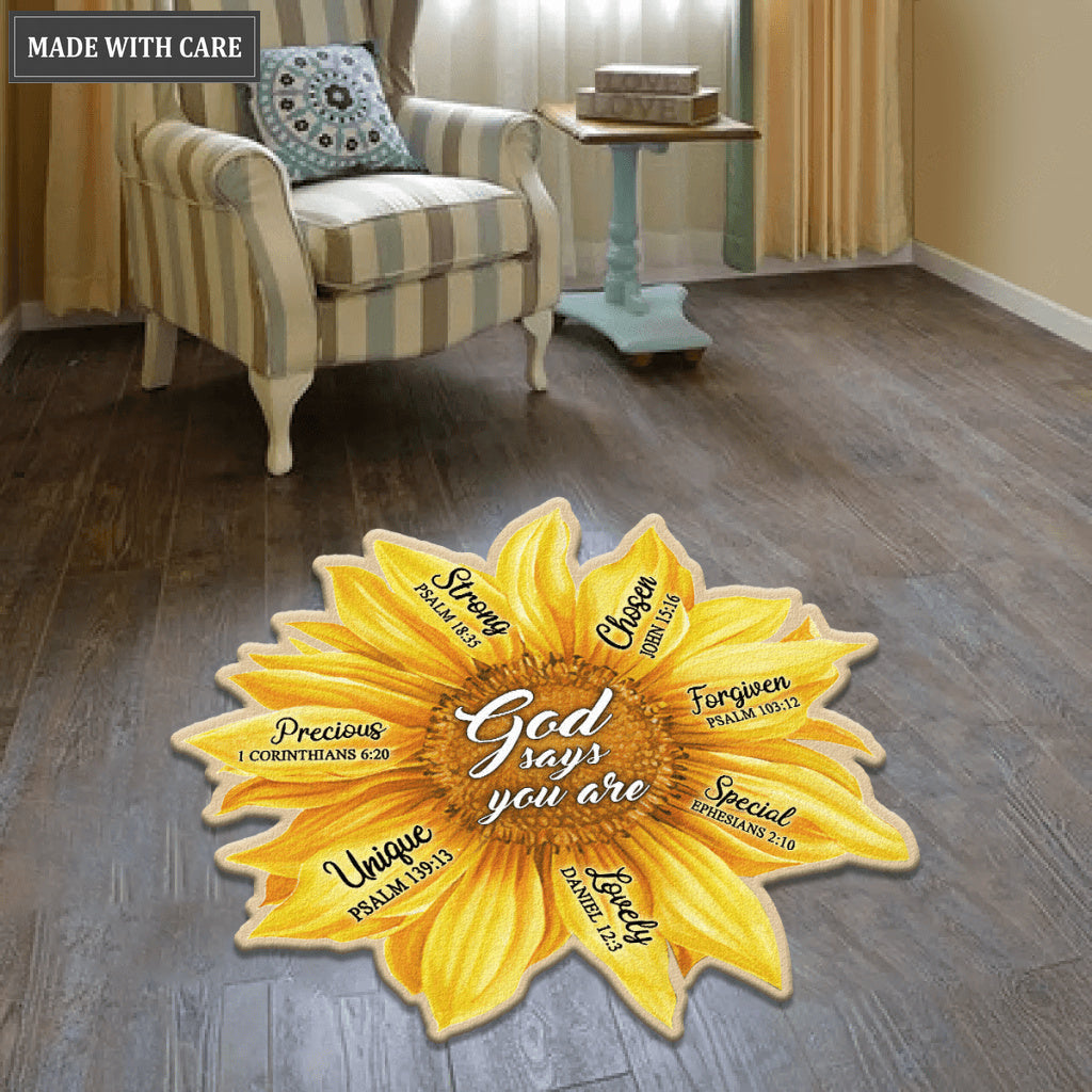 Sunflower God Says You Are Shaped Doormat