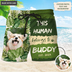 Tropical Leaves Pattern Human Belongs To - Personalized Custom Photo Hawaiian Shirt, Beach Shorts