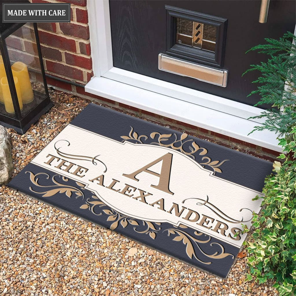 Printfamily M26 Decorative Monogram Collection Family Name Personalized Doormat