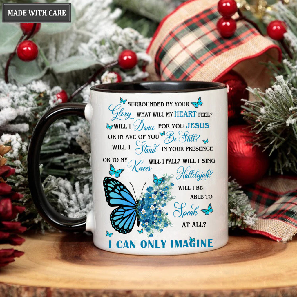 Blue Flower Butterfly Surrounded By Your Glory Mug