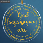 Golden Heart God Says You Are Transparent Ornament