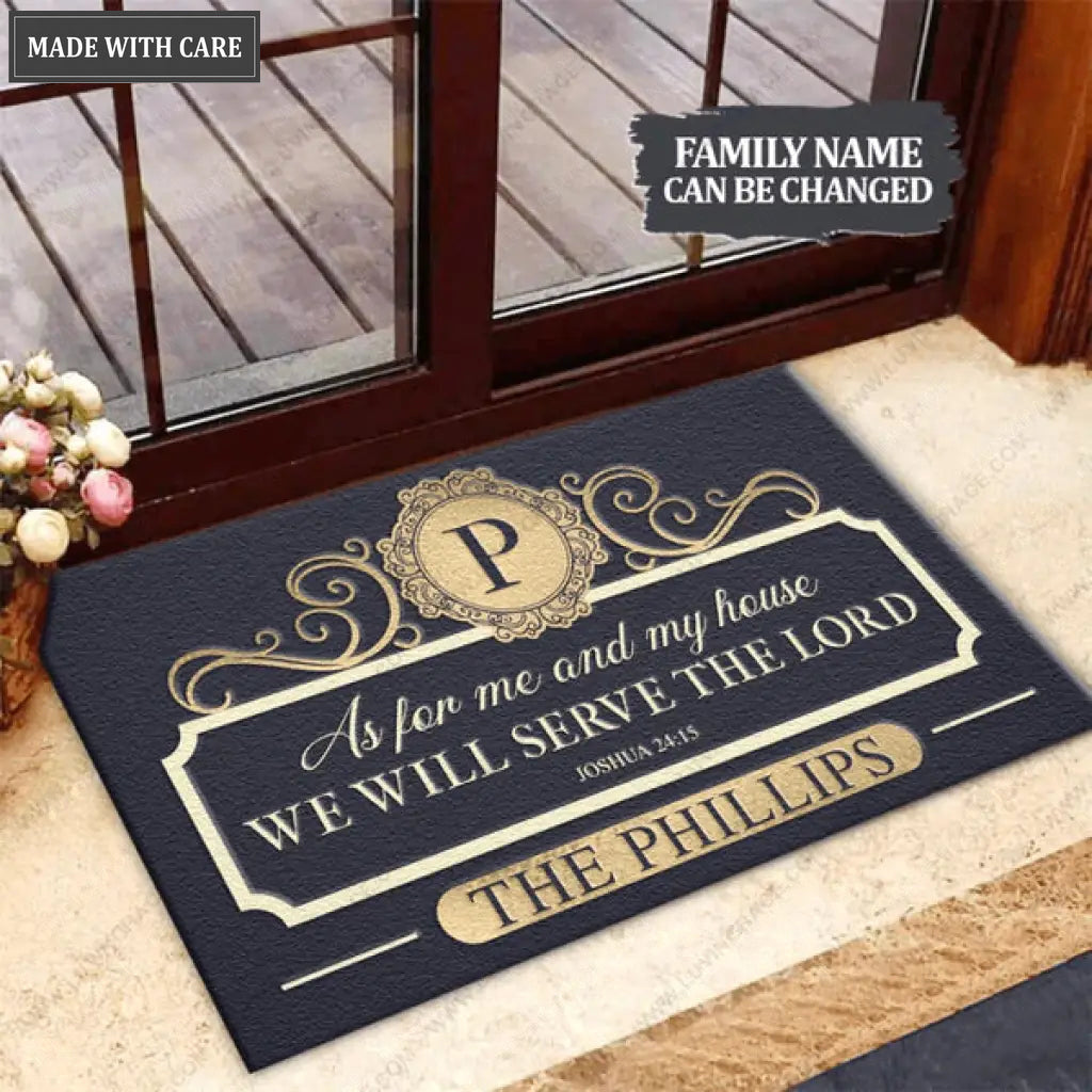 Collection Of Elegant Navy Family Home Personalized Doormat