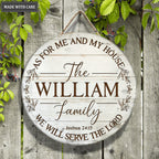 Personalized Round Family White Sign