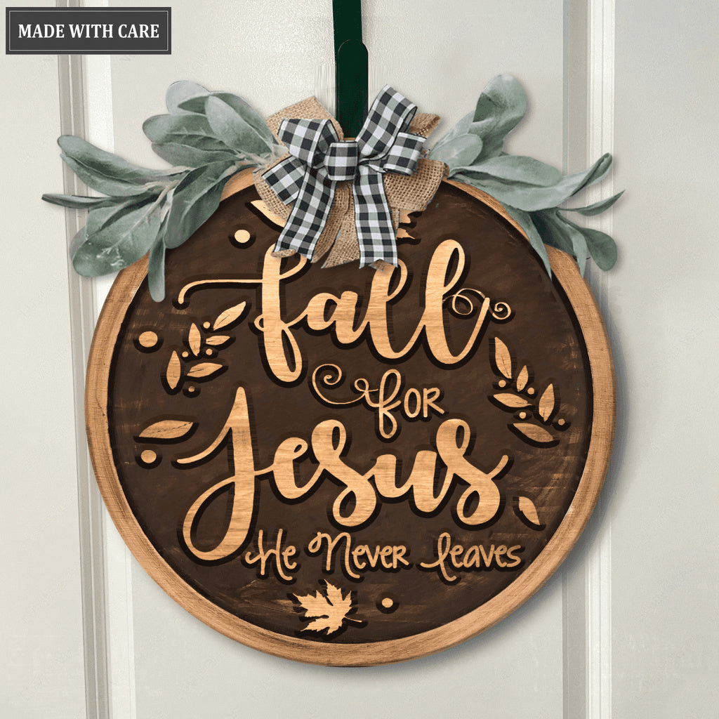 Fall for Jesus Door Hanger Round Sign
