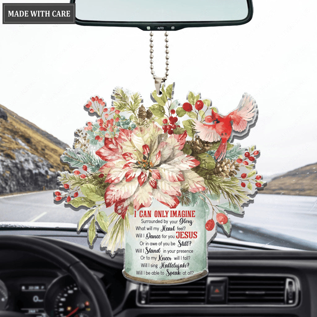 Floral Tin And Cardinal Ornament