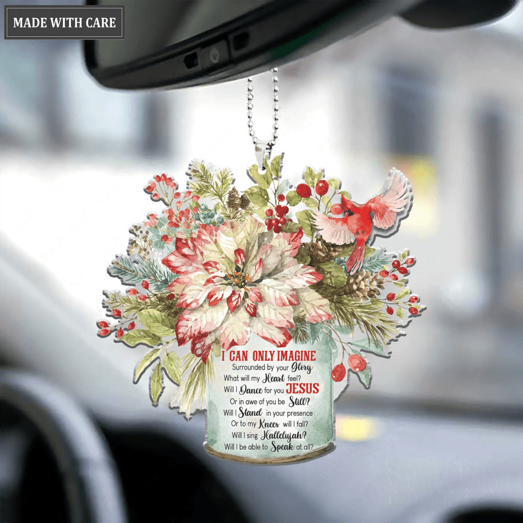Floral Tin And Cardinal Ornament