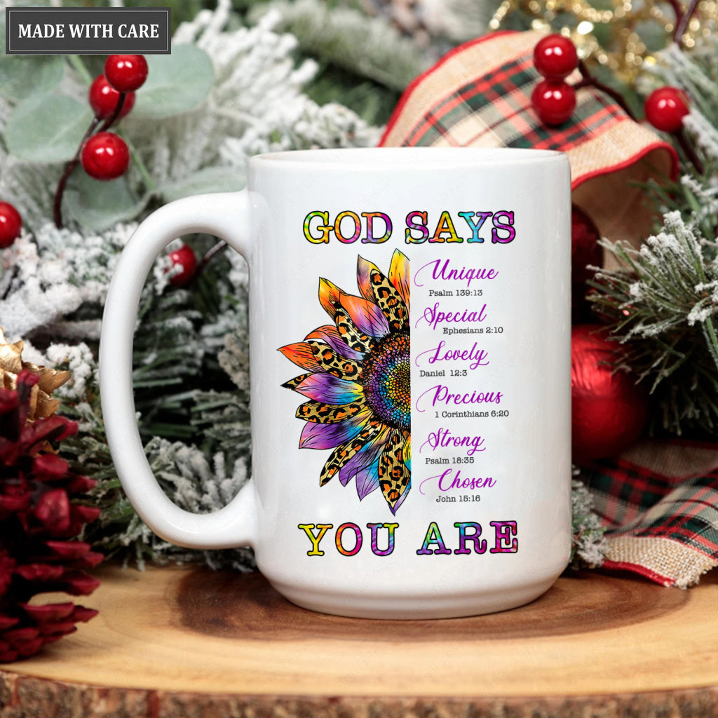 Colorful Hippie Sunflower God Says You Are Mug