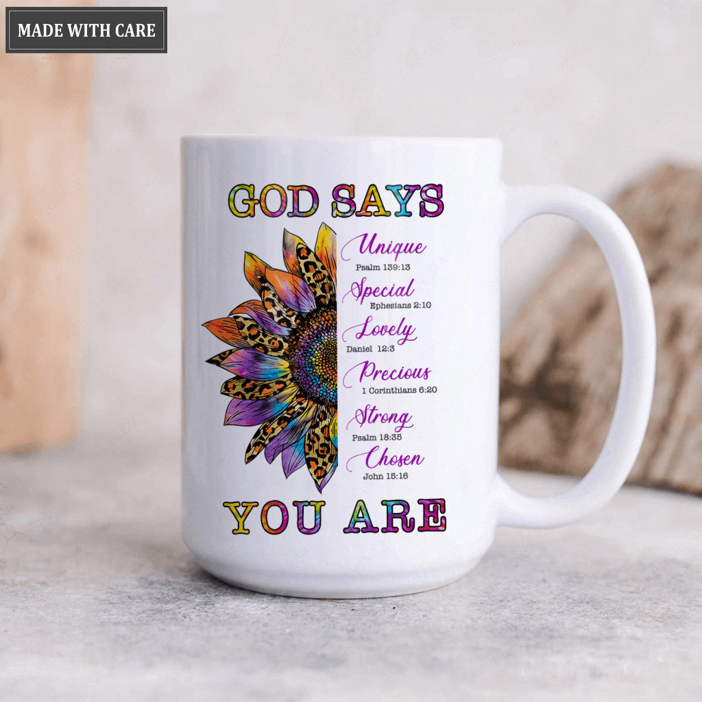 Colorful Hippie Sunflower God Says You Are Mug