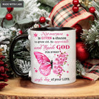 Pink Flower Butterfly Thank God Mug