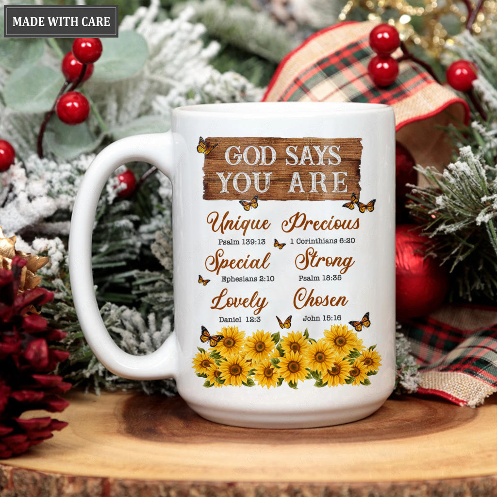 Sunflower Butterlfy Wooden Board God Says You Are Mug