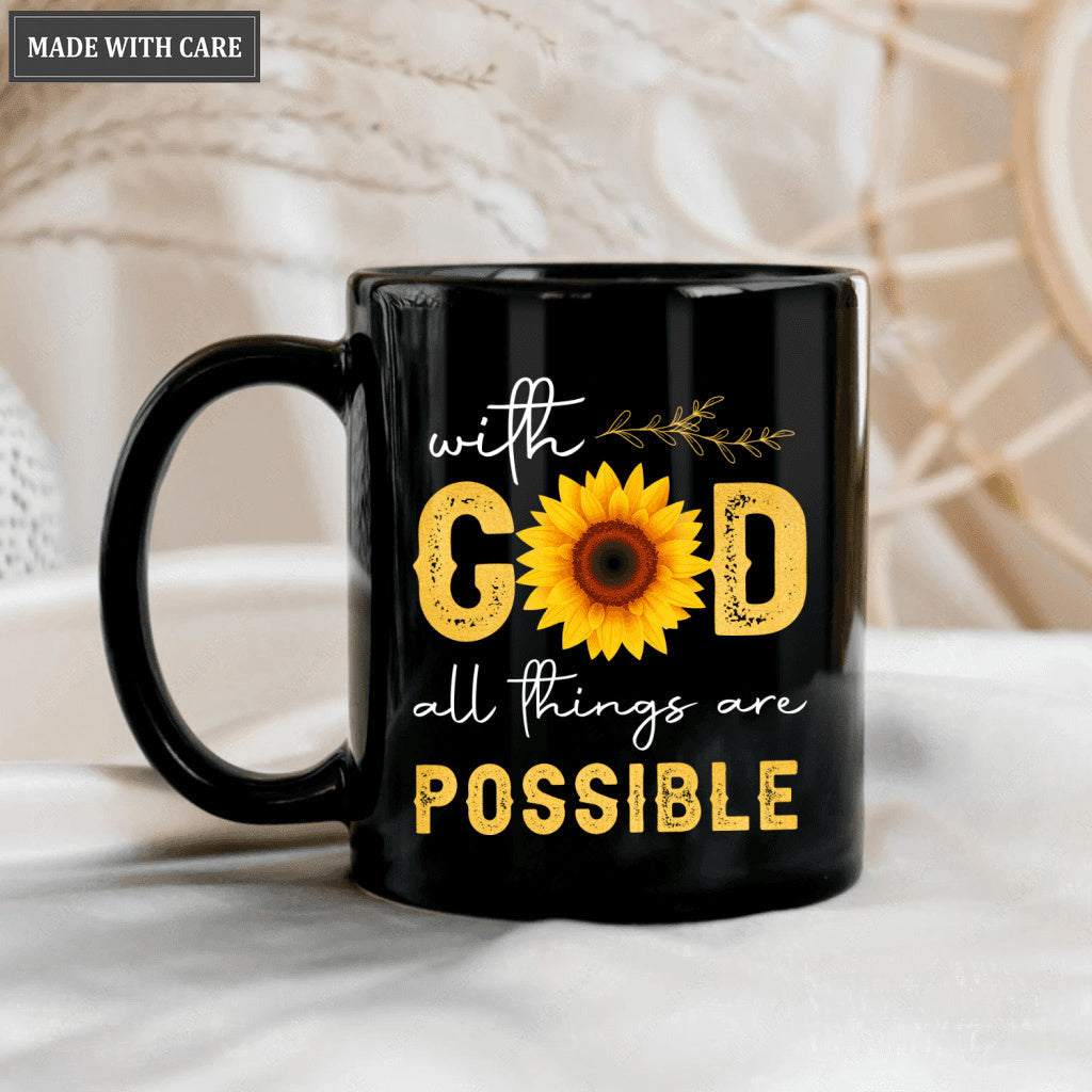 Sunflower With God All Things Are Possible Mug
