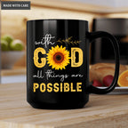 Sunflower With God All Things Are Possible Mug