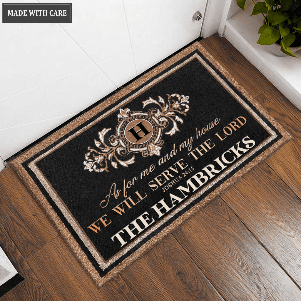 Personalized Monogrammed Family Serve The Lord Doormat