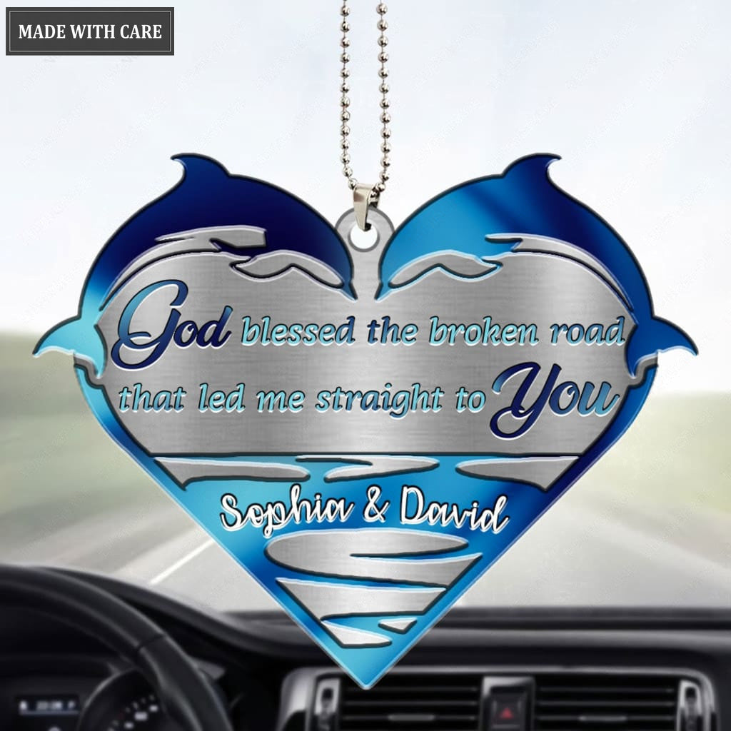 Printfamily M22 Dolphin Couple God Blessed Personalized Ornament