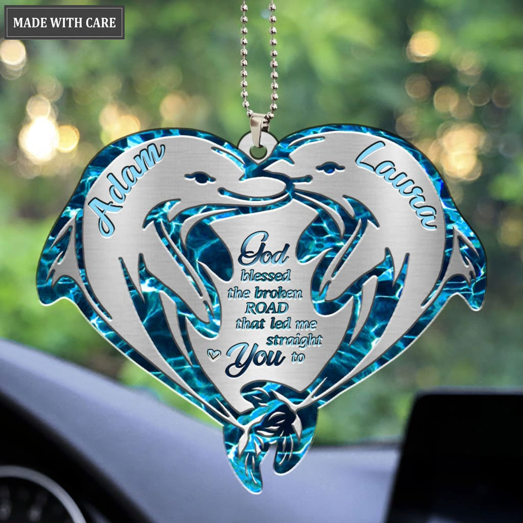 Printfamily M23 Dolphin Couple God Blessed Personalized Ornament