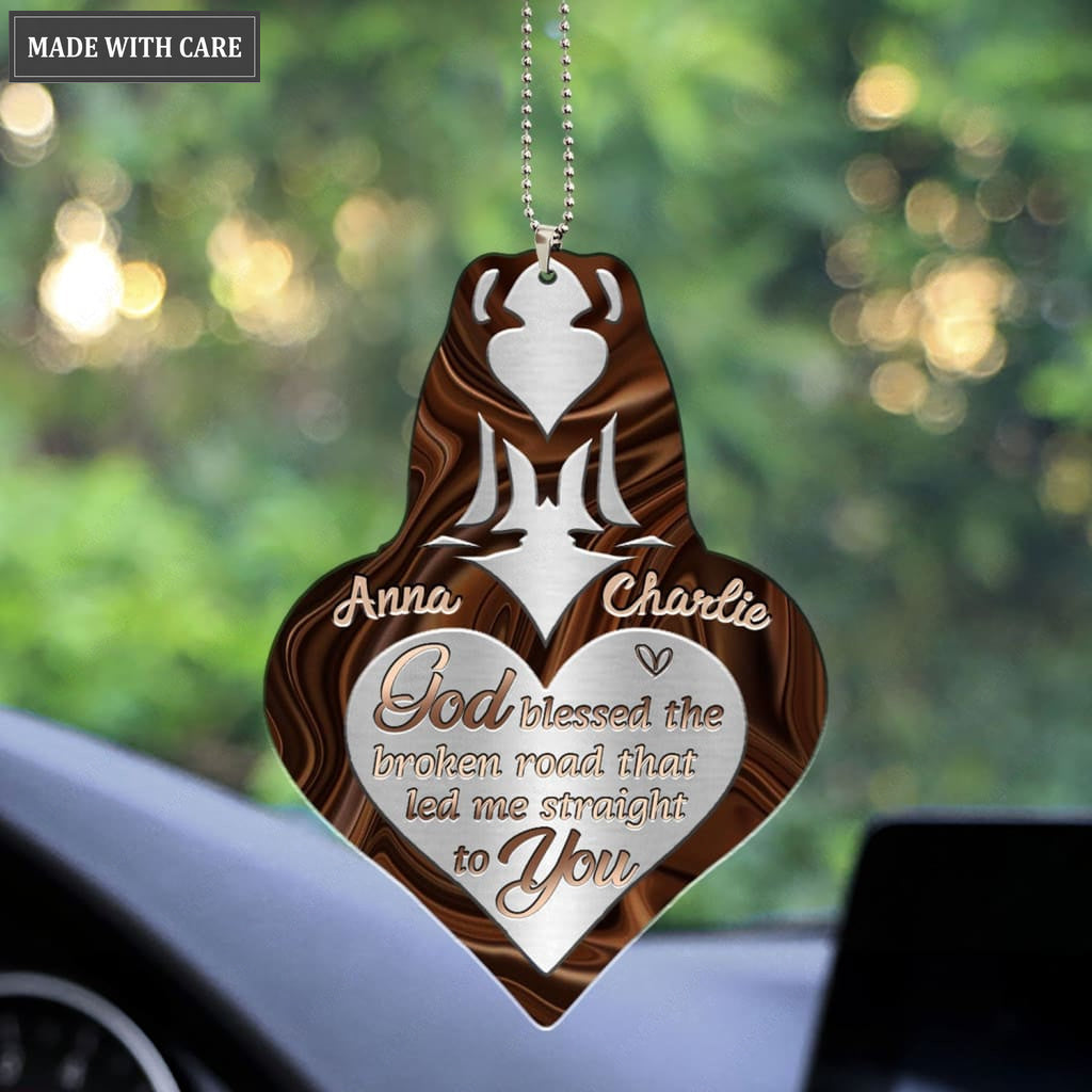 Printfamily M26 Penguin Couple God Blessed Personalized Ornament