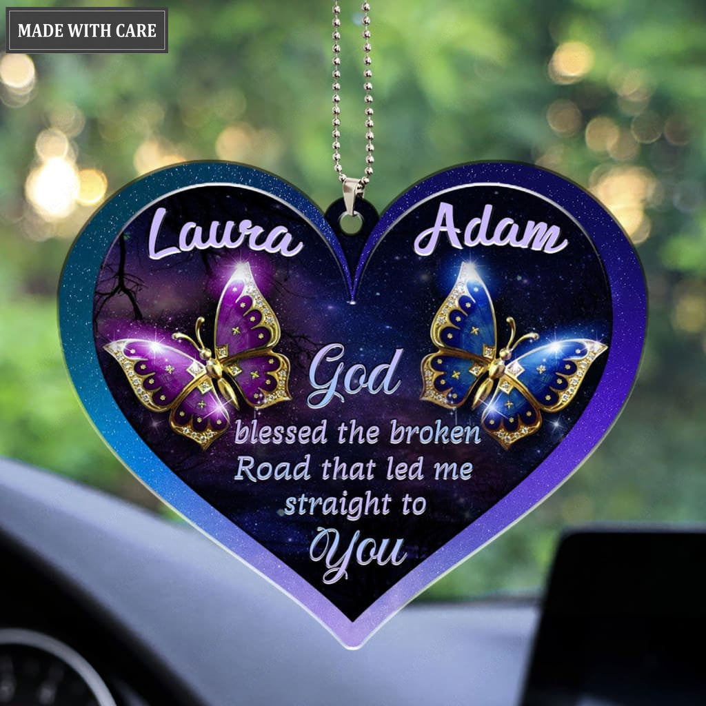 Printfamily M27 Butterfly Couple God Blessed Personalized Ornament