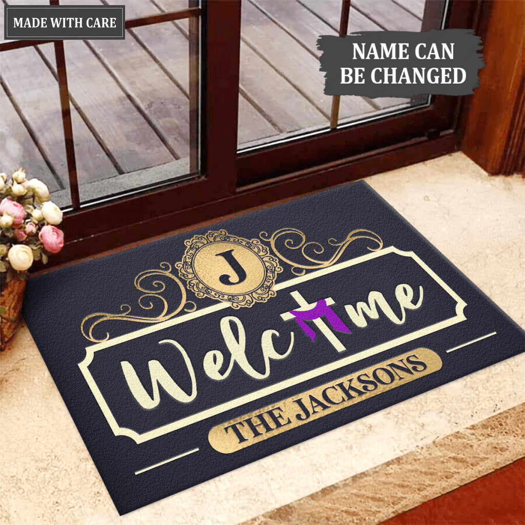 Cross Welcome Personalized Doormat